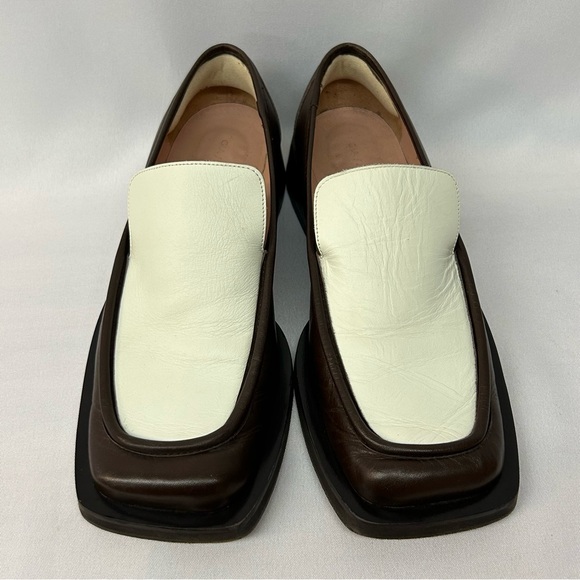 GIA / RHW Loafers Slip On Square Toe 8 / 38 Womens Shoes Brown / Ivory - Picture 6 of 11
